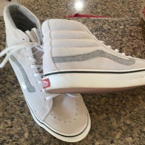 Vans Women's Sk8-Hi Platform Suede High-Top Sneakers - White/Grey, Size 8